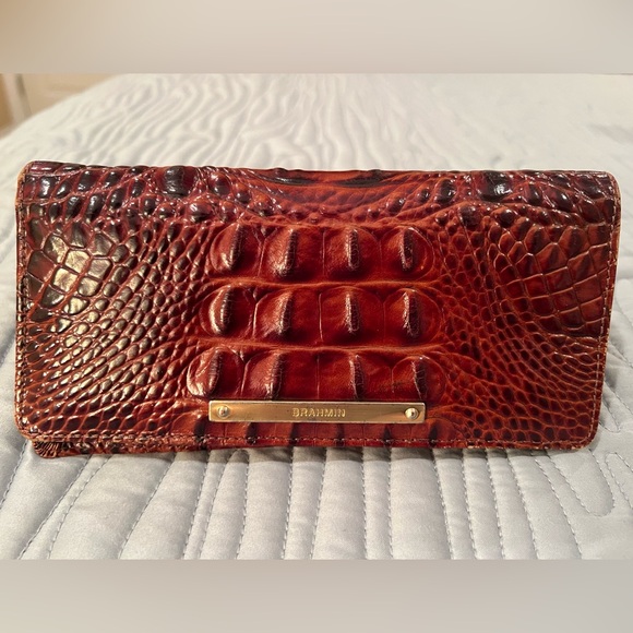 Brahmin Melbourne ADY Slim Bifold Wallet Clutch Rich Brown - Picture 1 of 9